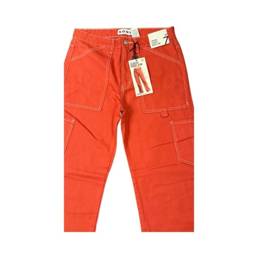 Red Wide-Leg Carpenter Jeans | Industrial Streetwear | Alt Utility Denim Grunge - Picture 7 of 7